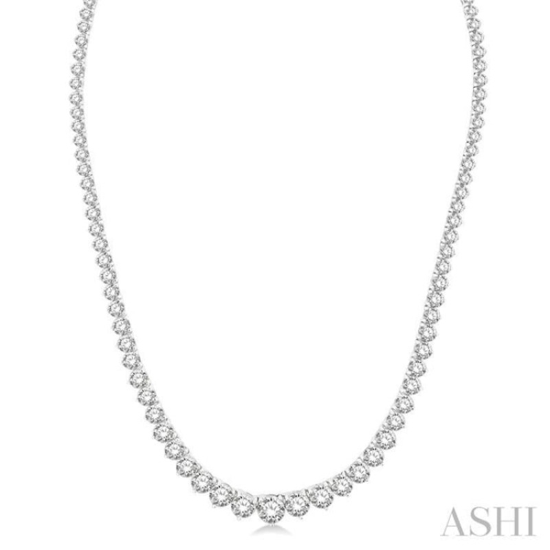 15.00 ctw Riviera Round Cut Diamond Necklace in 14K White Gold