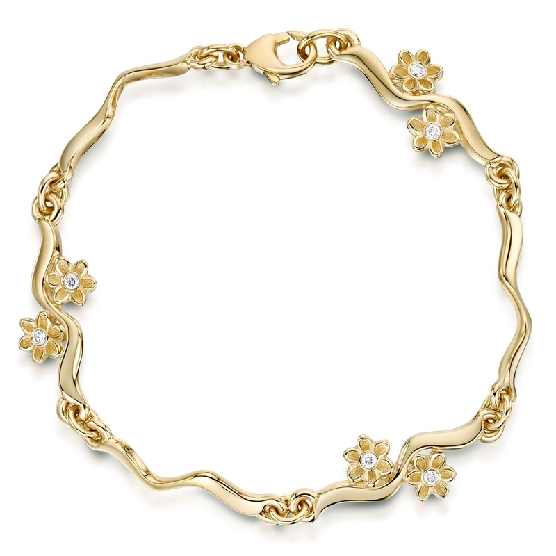 Diamond Daisies 6-flower Bracelet in 9ct Yellow Gold