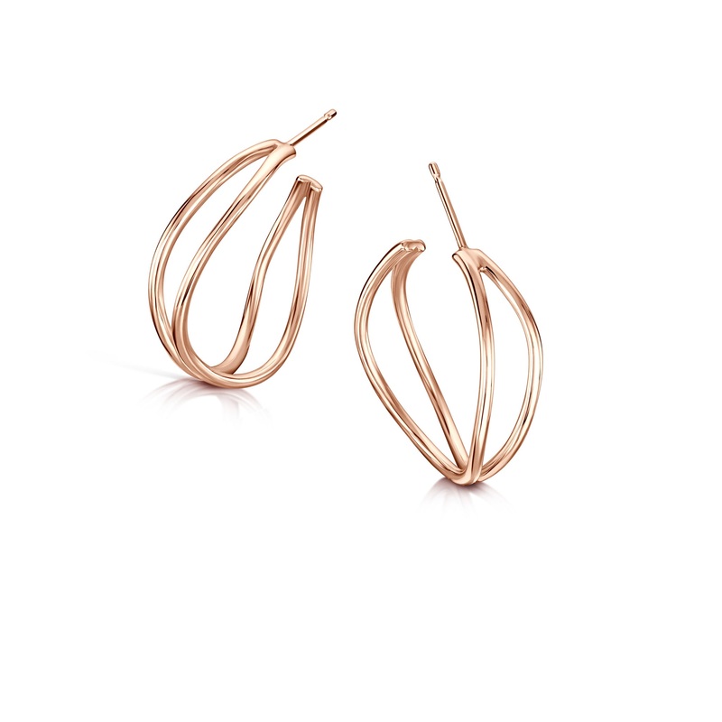 Wave Hoop Earrings in 9ct Rose Gold