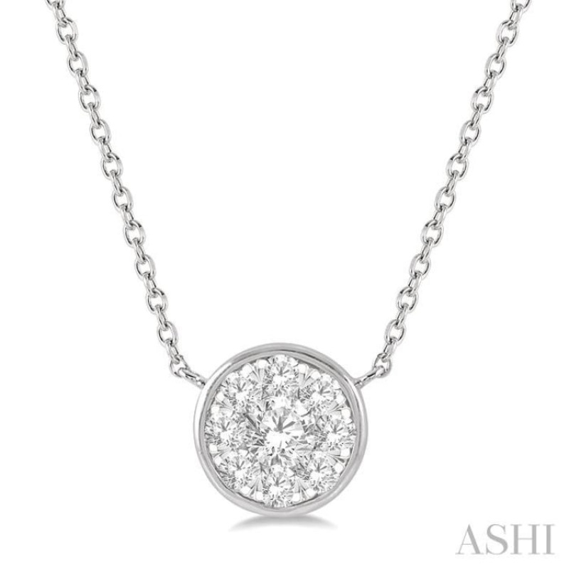 1/3 ctw Round Shape Lovebright Diamond Pendant With Chain in 14K White Gold
