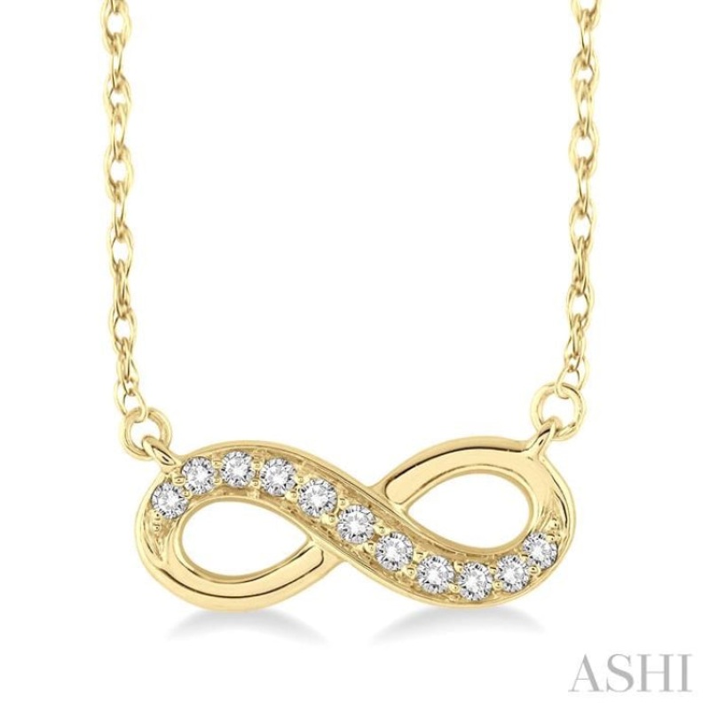 1/6 ctw Round Cut Diamond Infinity Petite Pendant in 14K Yellow Gold with Chain