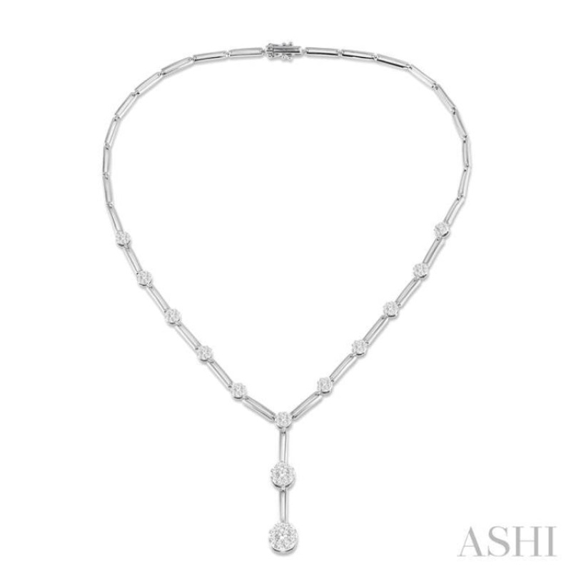 2.00 ctw Lovebright Round Cut Diamond Elongated Link Necklace in 14K White Gold