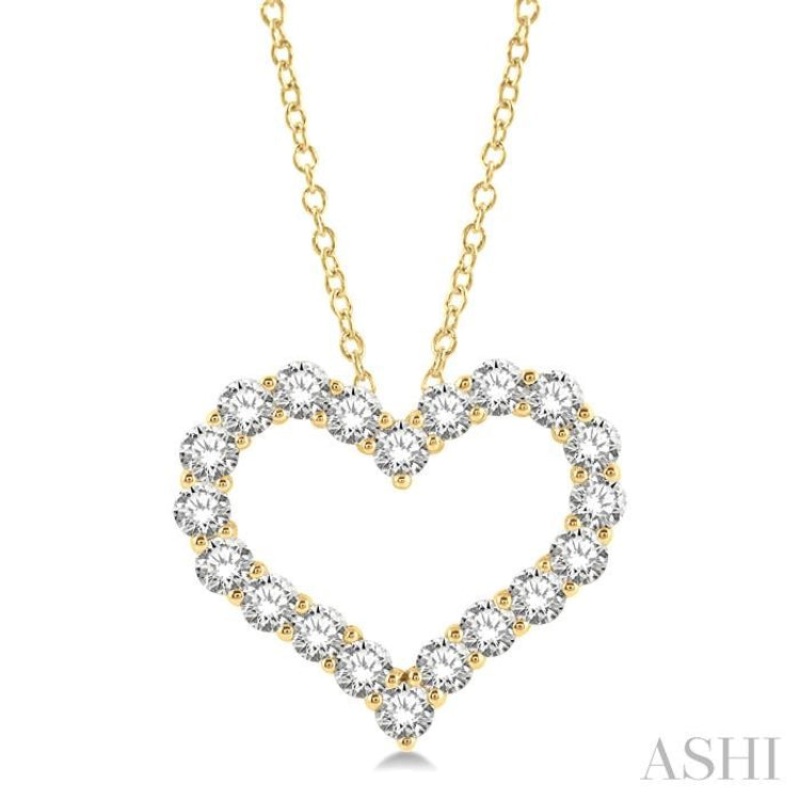 3 ctw Heart Shape Round Cut Diamond Pendant With Chain in 14K Yellow Gold