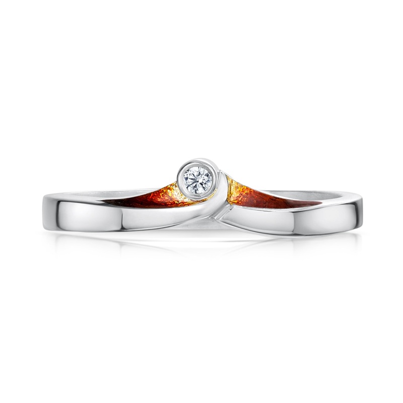 New Wave Cubic Zirconia Ring in Flame Enamel