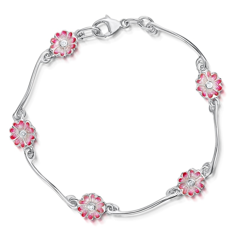 Primula Scotica 5-flower Cubic Zirconia Bracelet in Hot Pink