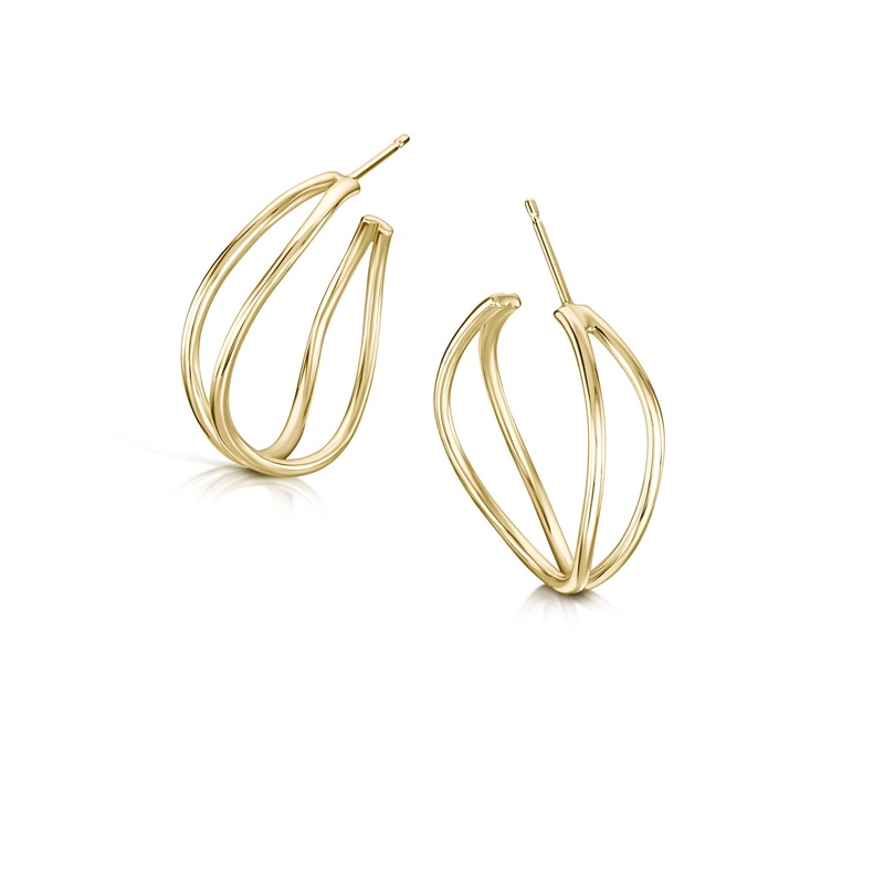 Wave Hoop Earrings in 9ct Yellow Gold