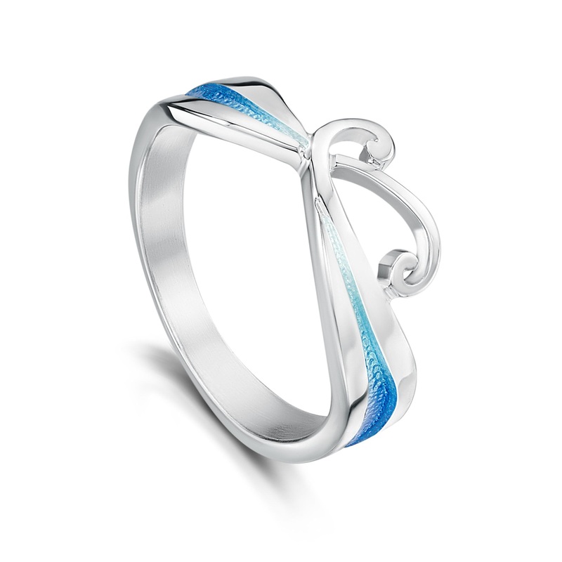 New Wave Dress Ring in Light Ocean Enamel