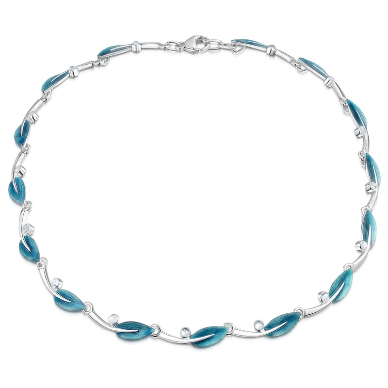 Rowan Moonstone Link Necklace in Sage Enamel