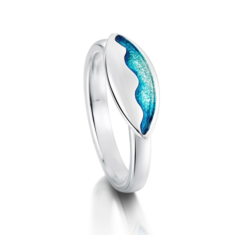 Sands of Time 1-ripple Ring in Peacock Enamel