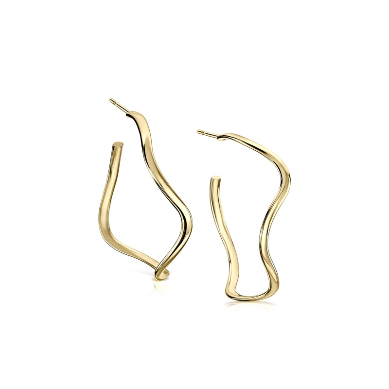 Tidal Hoop Earrings in 9ct Yellow Gold