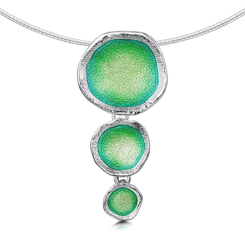 Lunar Bright Drop Necklace in Spring Green Enamel