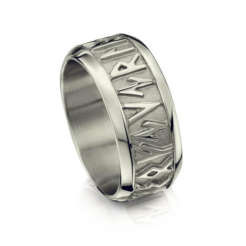 Runic Dress Ring in Platinum