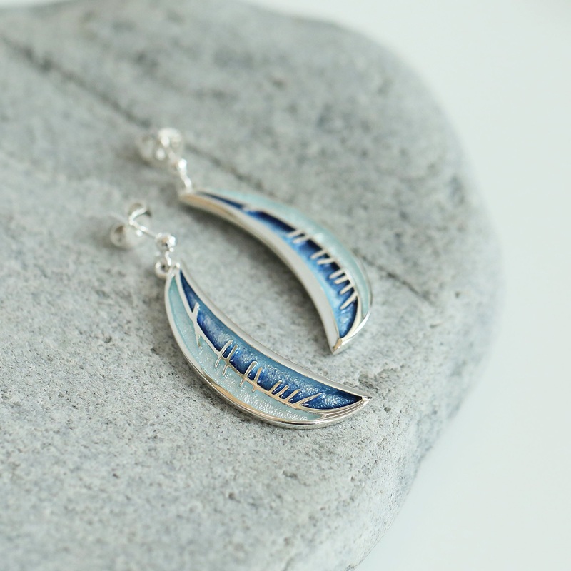 Skyran ‘Moon’ Drop Earrings in Twilight Enamel