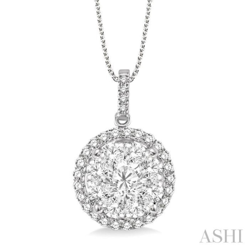 2.00 ctw Lovebright Round Cut Diamond Pendant in 14K White Gold with Chain