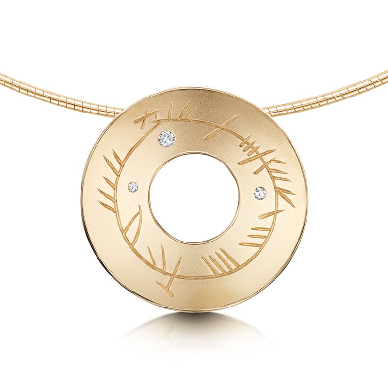 Ogham Diamond Dress Necklace in 9ct Yellow Gold