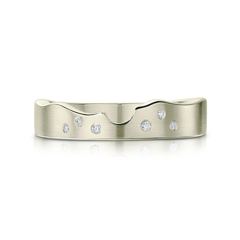 River Ripples Wedding Band in 9ct White Gold with Diamonds