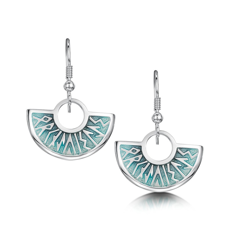 Runic ‘Orkney Isles’ Drop Earrings in Storm Enamel