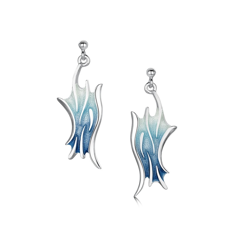Sea Motion Large Drop Earrings in Lunar Light Enamel