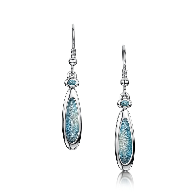 Shoreline Pebble 2-pebble Dress Drop Earrings in Blue Grey Enamel