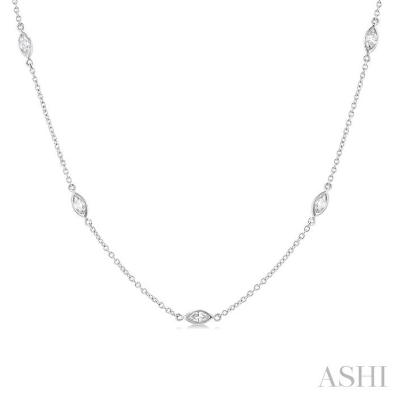 1.00 ctw Marquise Cut Diamond Fashion Necklace in 14K White Gold