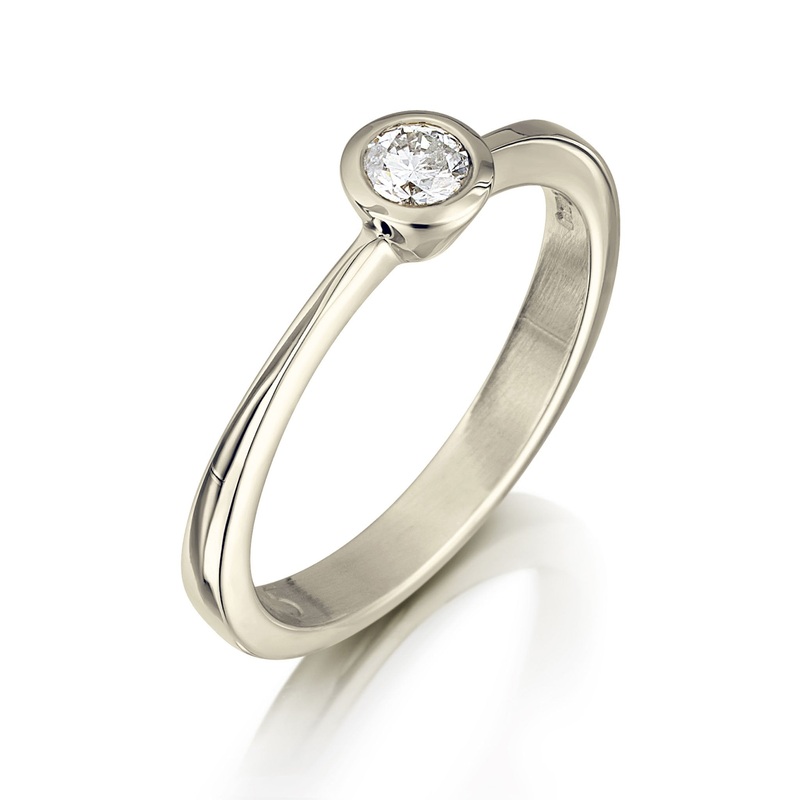Contemporary 0.15ct Solitaire Diamond Ring in 18ct White Gold