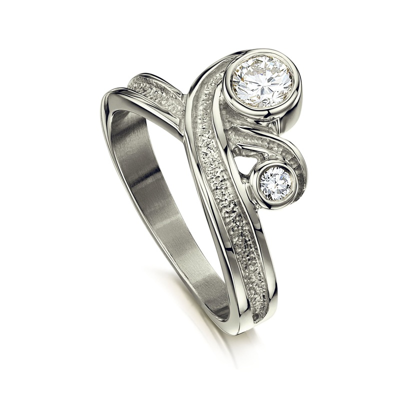 New Wave Double Diamond Dress Ring in Platinum