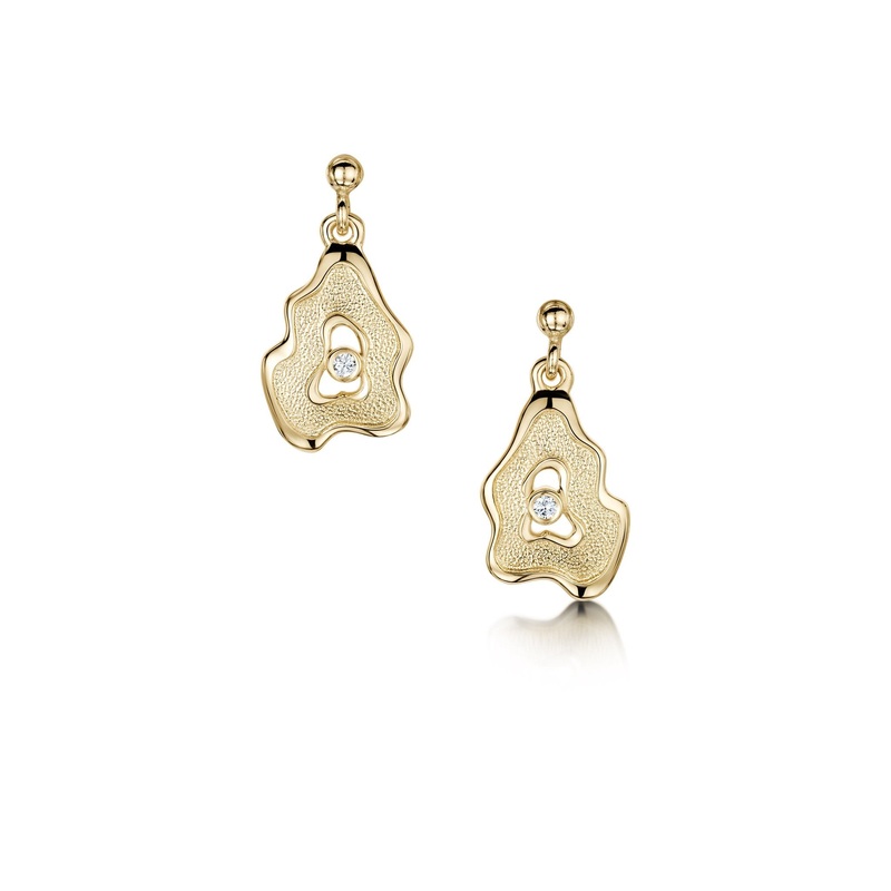 Rock Pool Small Diamond Drop Earrings in 9ct Yellow Gold