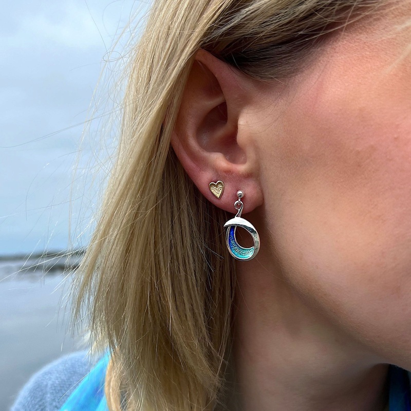 Sea & Surf Drop Earrings in Ocean Hue Enamel