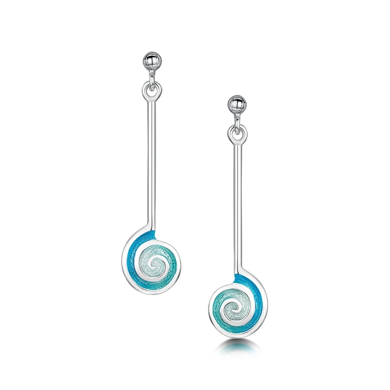 Skara Spiral Dress Drop Earrings in Shallows Enamel