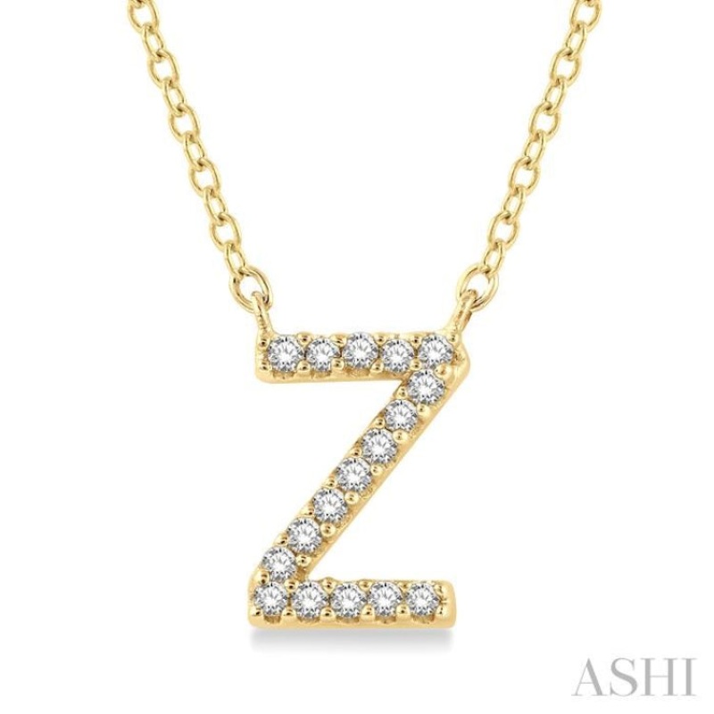 1/20 Ctw Initial ‘Z’ Round Cut Diamond Pendant With Chain in 14K Yellow Gold