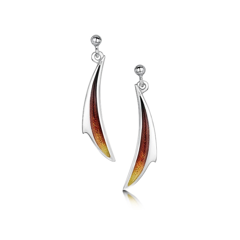 New Wave Dress Drop Earrings in Flame Enamel