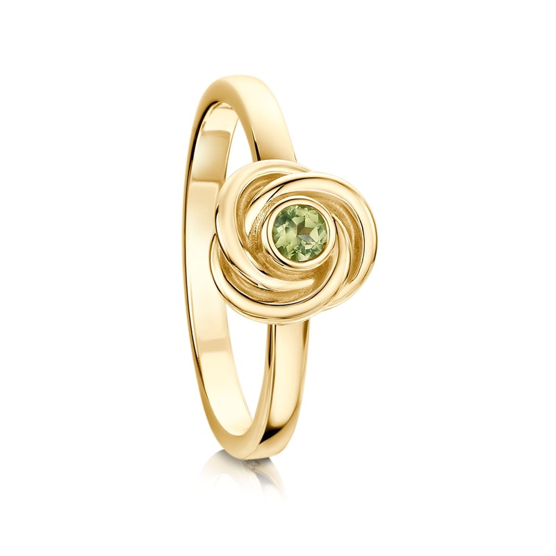 Reef Knot Peridot Ring in 9ct Yellow Gold
