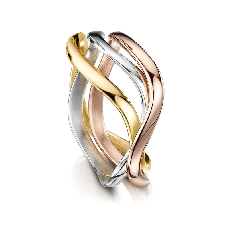 Tidal Ring in 9ct Yellow, White & Rose Gold