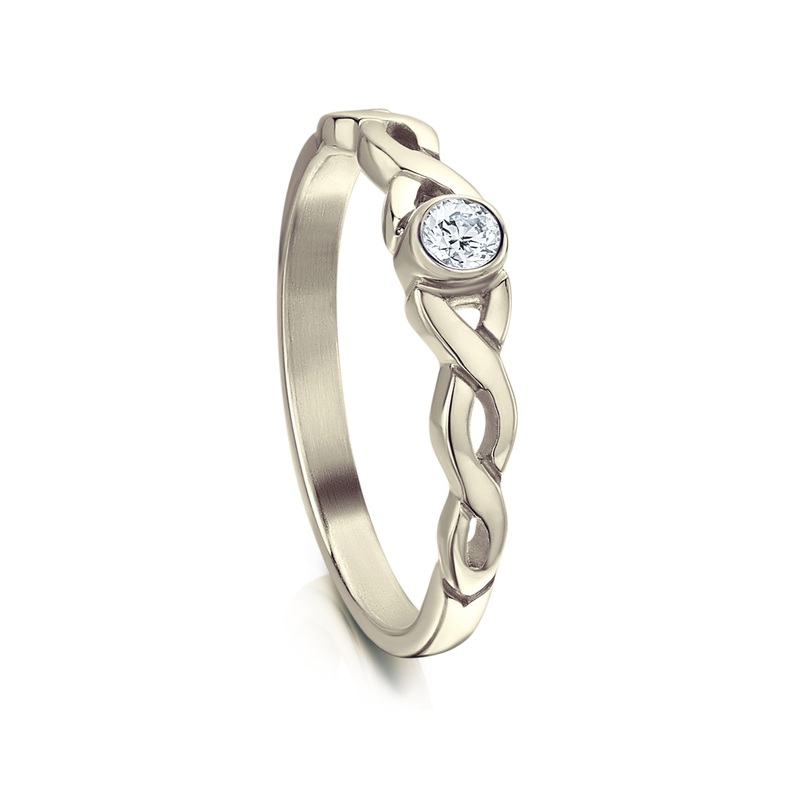Celtic Twist 0.09ct Diamond Solitaire Ring in 18ct White Gold