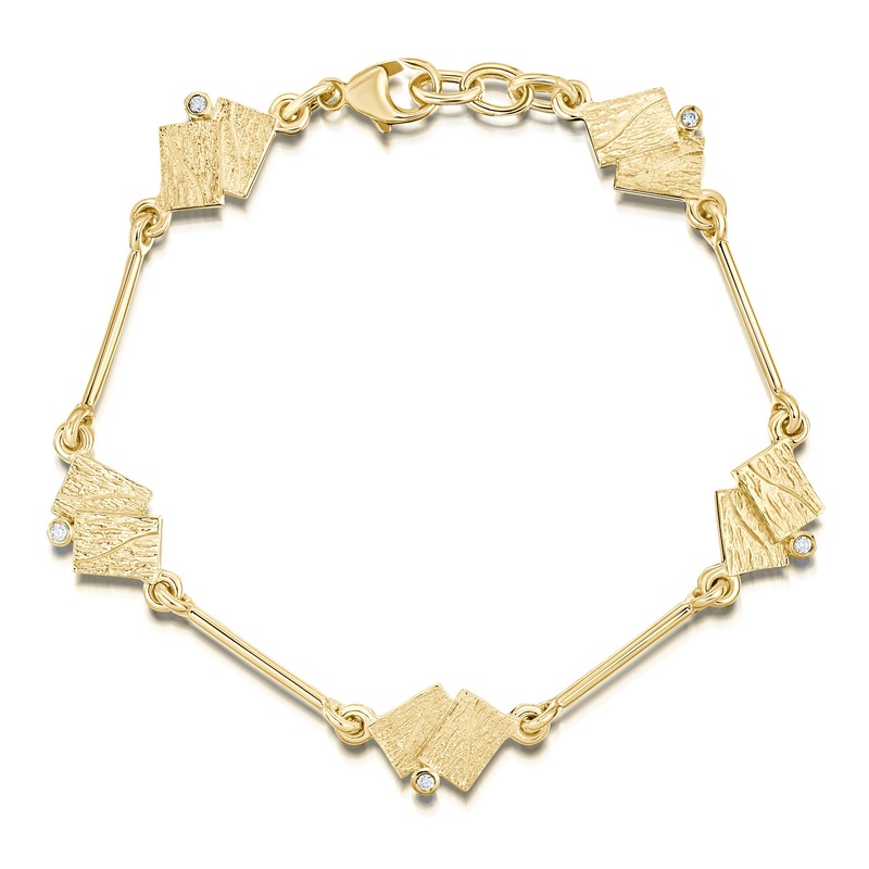 Flagstone 5-link Diamond Bracelet in 9ct Yellow Gold