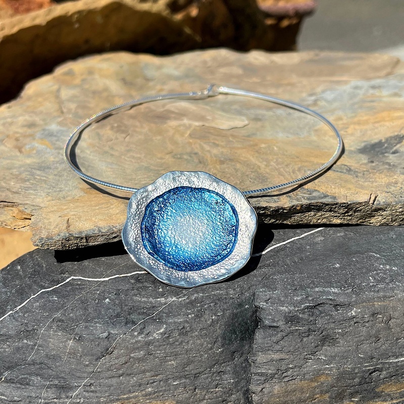Lunar Statement Necklace in Lunar Blue Enamel