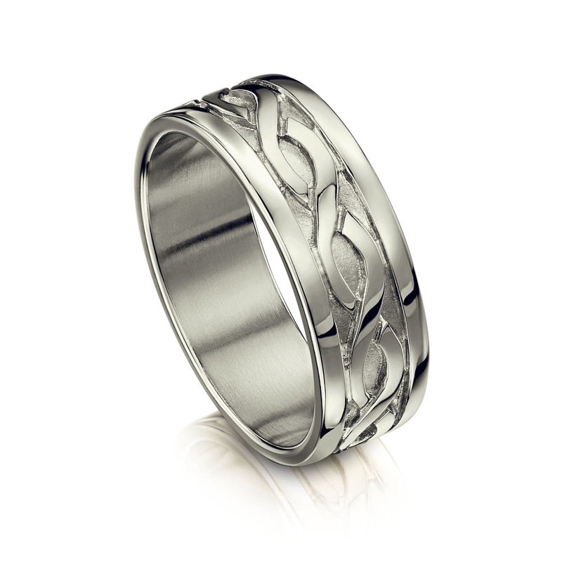Pierowall Twist Celtic Dress Ring in Platinum