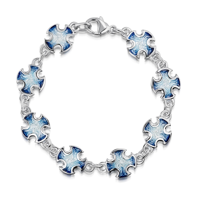 Sinclair Cross 8-link Bracelet in Jarl Blue Enamel