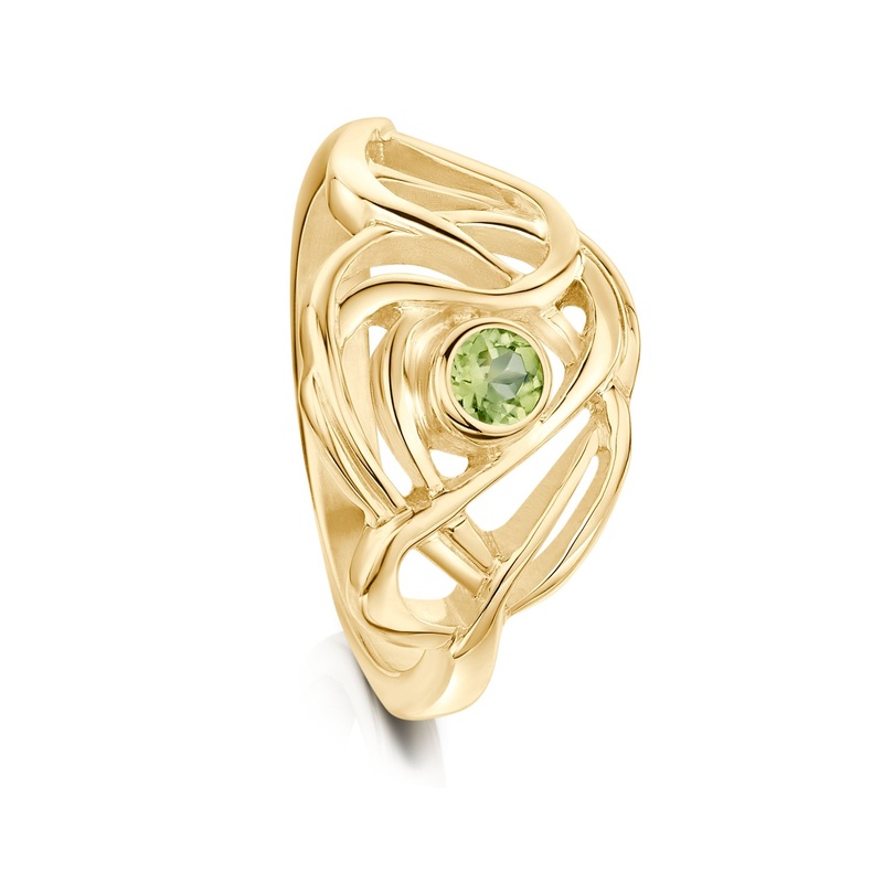 Tidal Peridot Ring in 9ct Yellow Gold