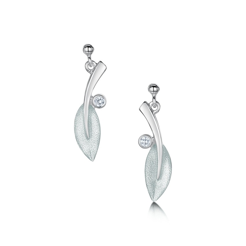 Rowan Drop Earrings in Frost Enamel with Cubic Zirconia