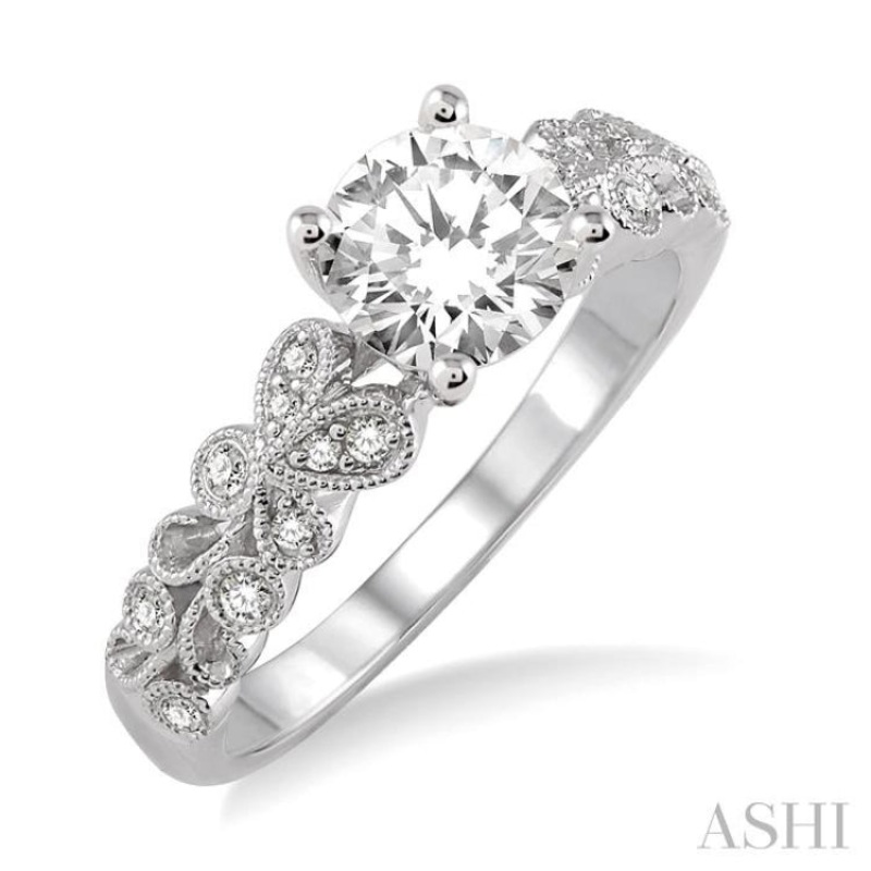 1/6 ctw Diamond Semi-Mount Engagement Ring in 14K White Gold