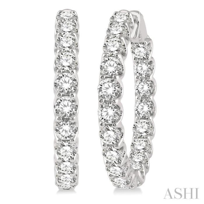 10.00 ctw Inside-Out Round Cut Diamond Hoop Earrings in 14K White Gold