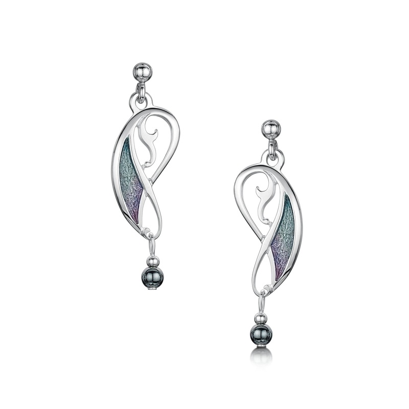 Mill Sands Enamel Small Drop Earrings with Hematite