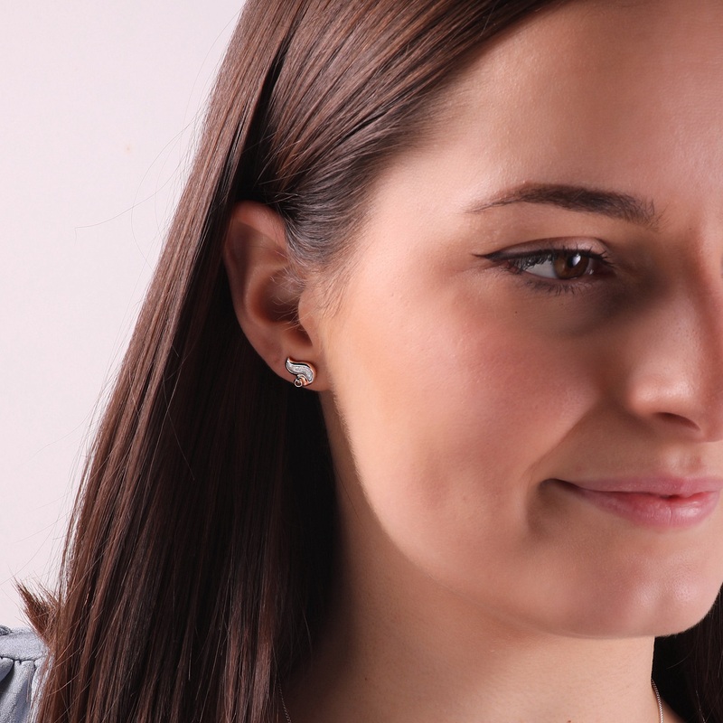 River Ripples Petite Cubic Zirconia Stud Earrings in Frost Enamel