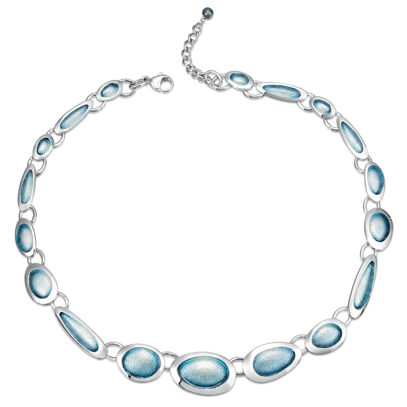 Shoreline Pebble Full Necklace in Blue Grey Enamel