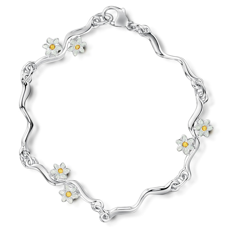 Daisies at Dawn 6-flower Enamel Bracelet