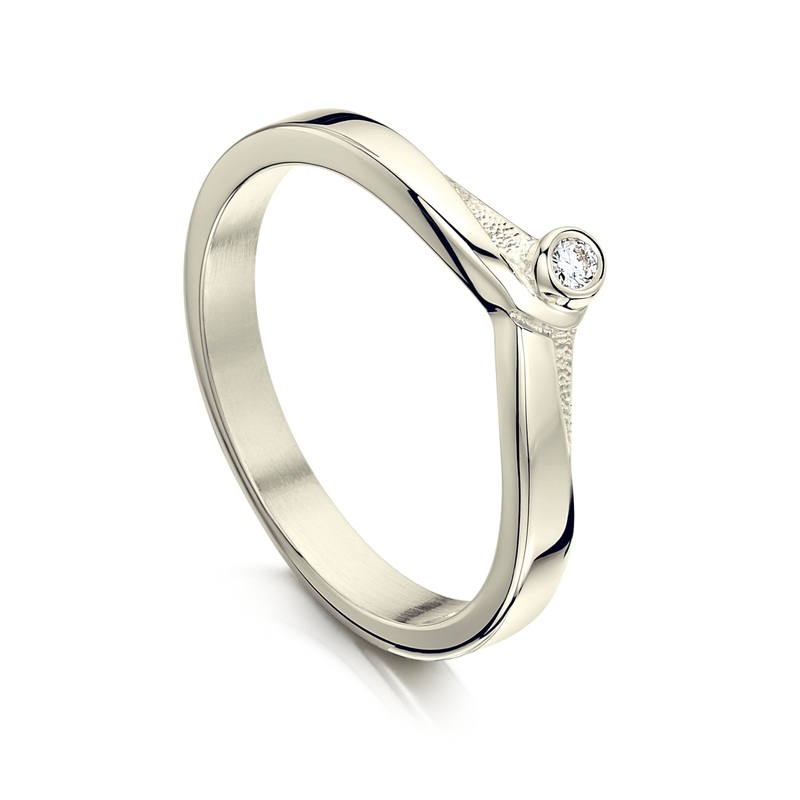 New Wave Diamond Solitaire Ring in 9ct White Gold