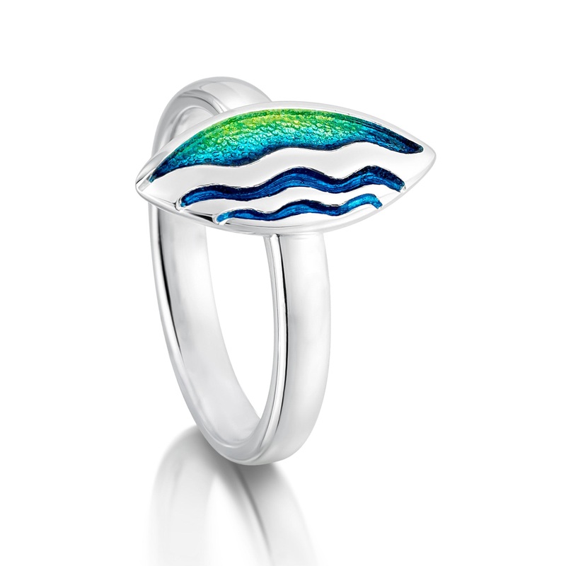 Sands of Time 3-ripple Ring in Meadow Enamel