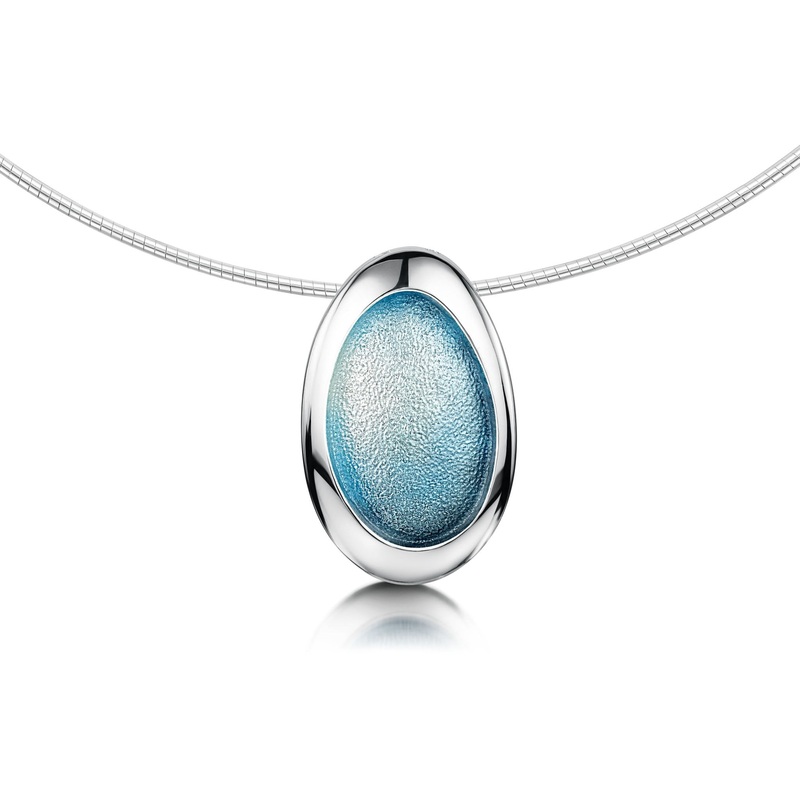 Shoreline Pebble Necklace in Blue Grey Enamel