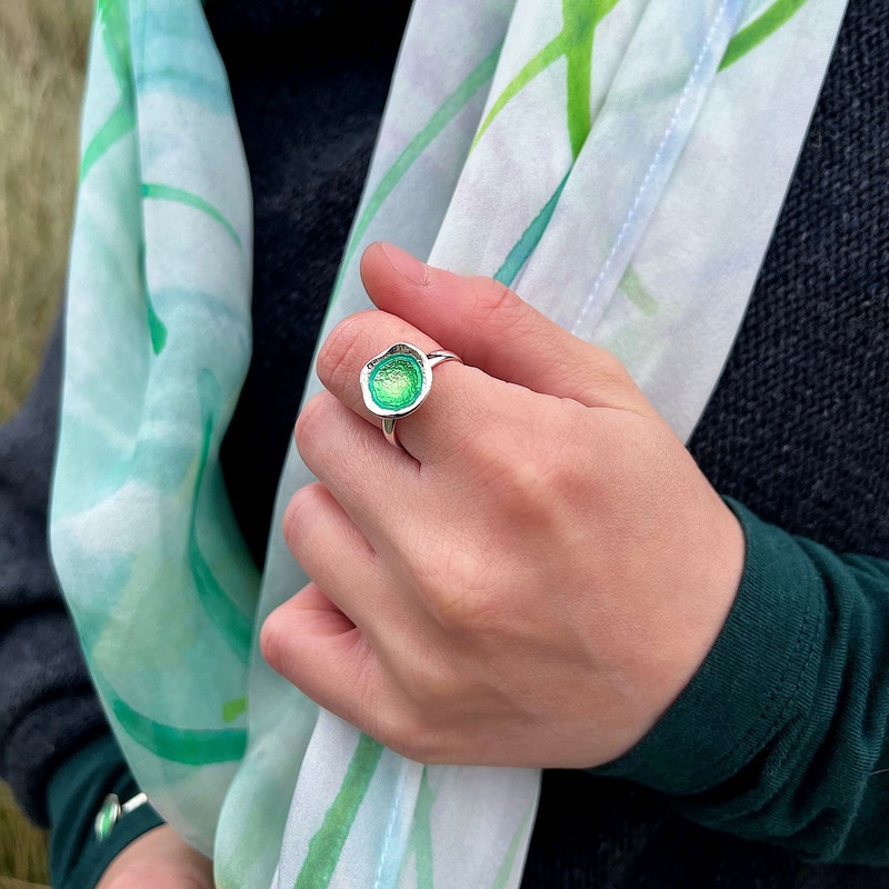 Lunar Bright Small Ring in Spring Green Enamel